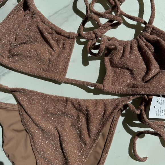 PacSun Darya Lurex Bikini in Eco Brown, Size Sm (bottom) & M (top), NWT! - Picture 9 of 9